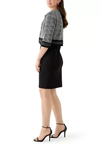 Women's 2-Piece 3/4 Sleeve Metallic Knit Dress & Jacket Set