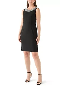 Women's 2-Piece 3/4 Sleeve Metallic Knit Dress & Jacket Set