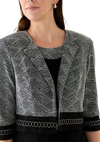 Women's 2-Piece 3/4 Sleeve Metallic Knit Dress & Jacket Set