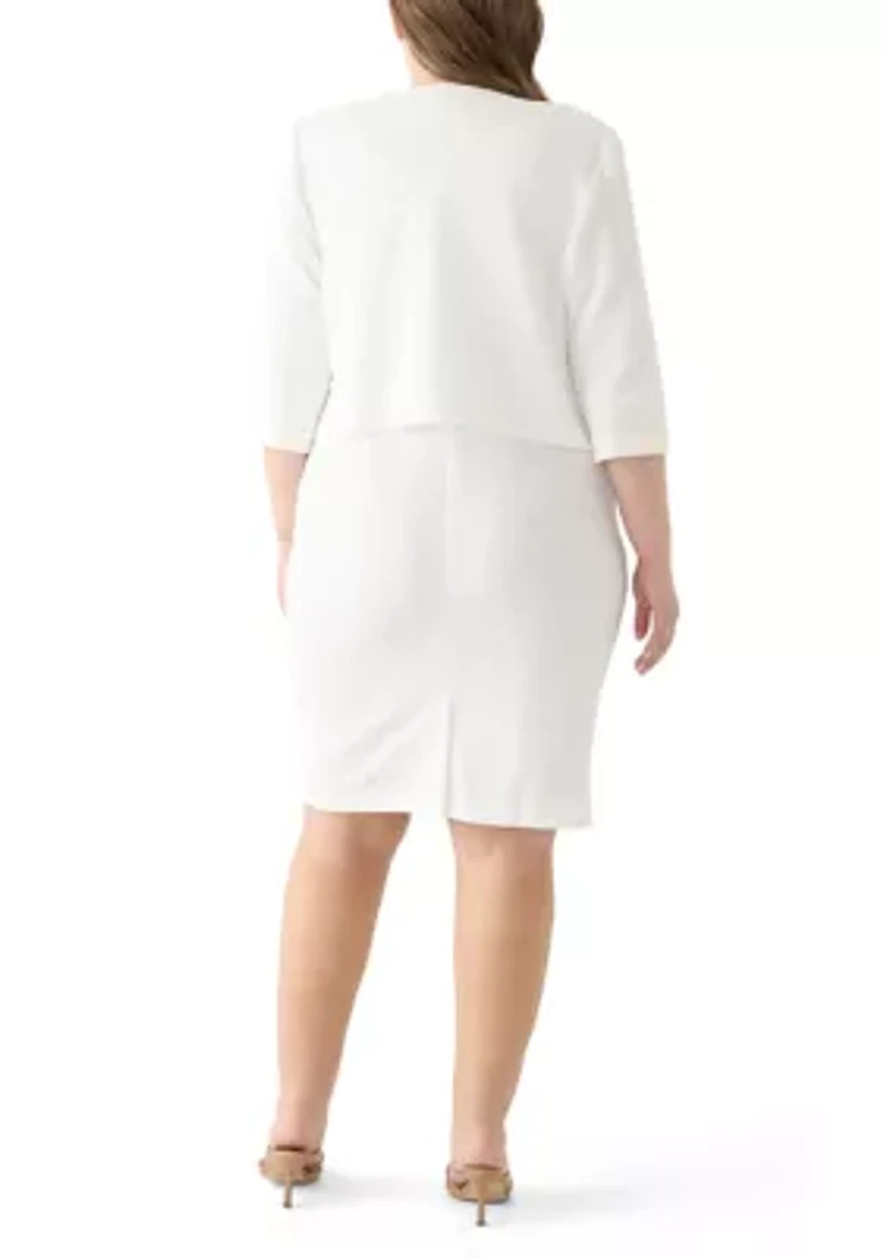 Plus Long Sleeve Square Neck Dress