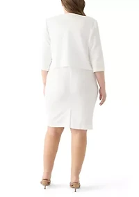 Plus Long Sleeve Square Neck Dress