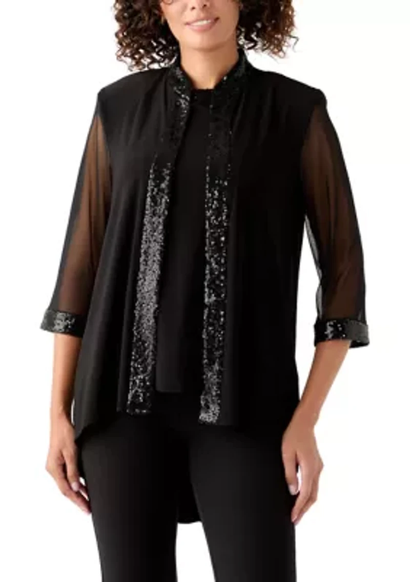 Women's Three-Quarter Sleeve Jacket and Tank Top Set