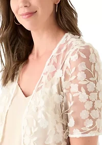 Women's Short Sleeve 3D Embroidery Shrug Jacket