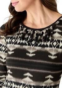 Women's Elbow Sleeve Medallion Print Mini Dress