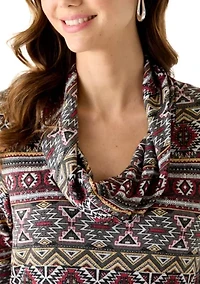 Women's Elbow Sleeve Cowl Neck Fringe Dress