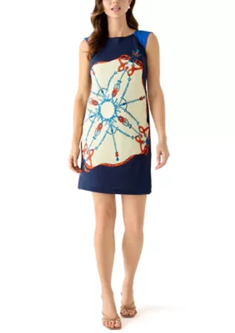 Women's Sleeveless Placed Print Sheath Dress