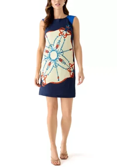 Women's Sleeveless Placed Print Sheath Dress