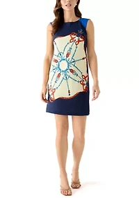 Women's Sleeveless Placed Print Sheath Dress