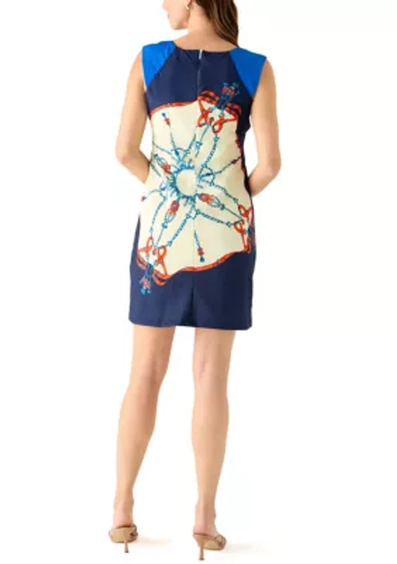Women's Sleeveless Placed Print Sheath Dress