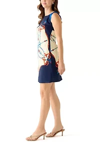 Women's Sleeveless Placed Print Sheath Dress