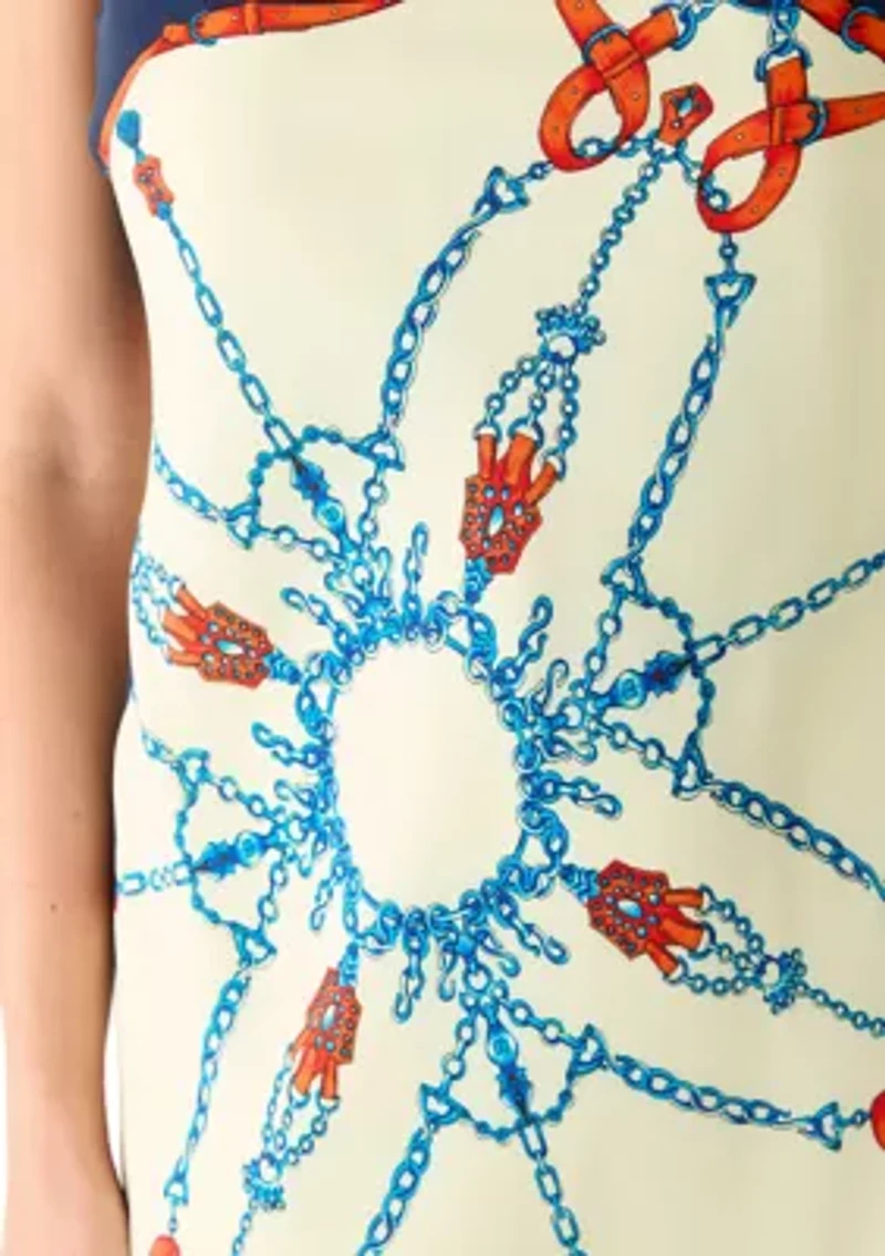 Women's Sleeveless Placed Print Sheath Dress