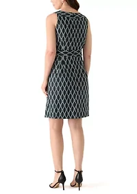 Women's Sleeveless Geometric Print A-Line Dress