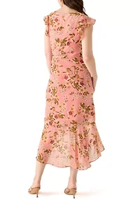 Women's Flutter Sleeve Floral Midi Dress