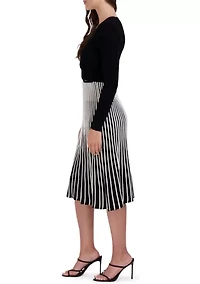 Women's Rib Pleated Belted Dress