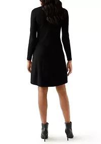 Women's Long Sleeve A-Line Sweater Dress