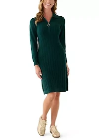 Women's Long Sleeve Cable Sweater Mini Dress