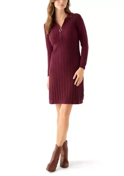 Women's Long Sleeve Cable Sweater Mini Dress