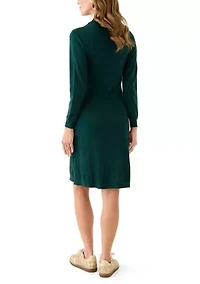 Women's Long Sleeve Cable Sweater Mini Dress