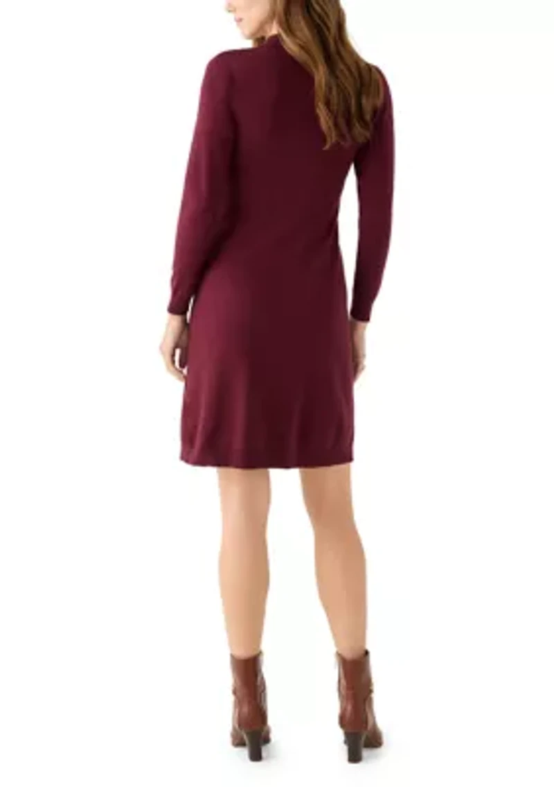 Women's Long Sleeve Cable Sweater Mini Dress