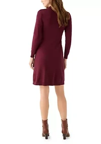 Women's Long Sleeve Cable Sweater Mini Dress