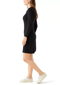 Women's Long Sleeve Cable Sweater Mini Dress