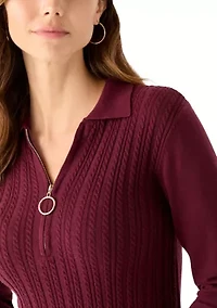 Women's Long Sleeve Cable Sweater Mini Dress