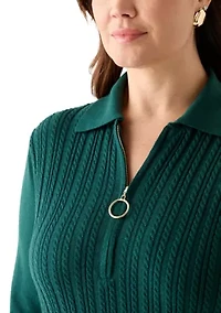 Plus Long Sleeve V-Neck Solid Sweater Dress