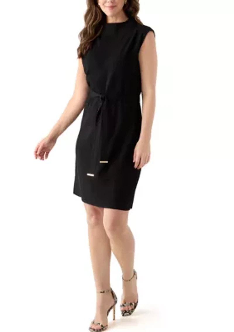 Women's Mock Neck Solid Sweater Dress