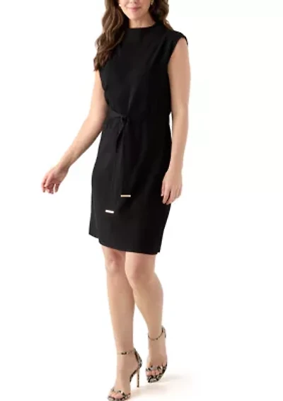 Women's Mock Neck Solid Sweater Dress