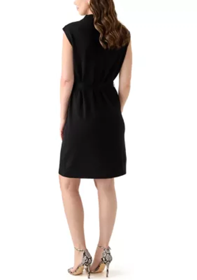 Women's Mock Neck Solid Sweater Dress