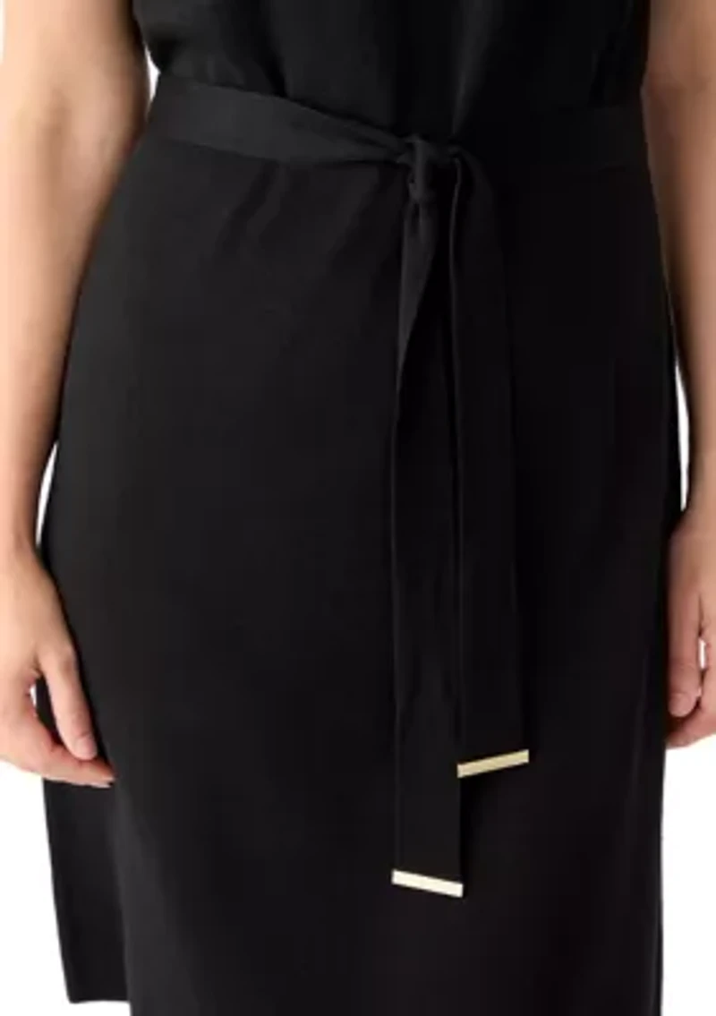 Women's Mock Neck Solid Sweater Dress