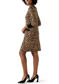 Women's Long Sleeve Leopard Print Sweater Dress