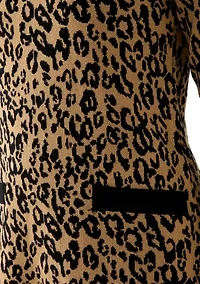 Women's Long Sleeve Leopard Print Sweater Dress
