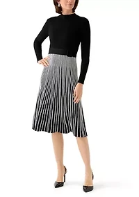 Women's Long Sleeve Mock Neck Belted Sweater Dress