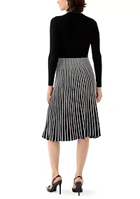 Women's Long Sleeve Mock Neck Belted Sweater Dress