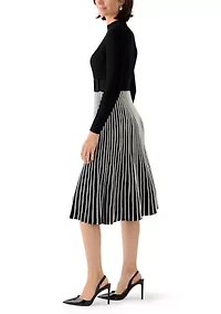 Women's Long Sleeve Mock Neck Belted Sweater Dress