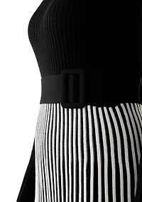 Women's Long Sleeve Mock Neck Belted Sweater Dress