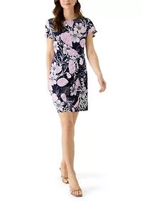 Women's Short Sleeve Printed Shift Dress