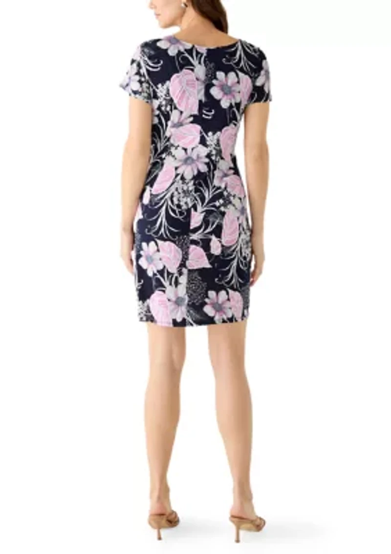 Women's Short Sleeve Printed Shift Dress