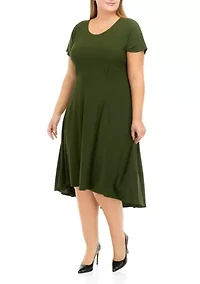 Plus Scoop Neck Tie Front Knit Dress