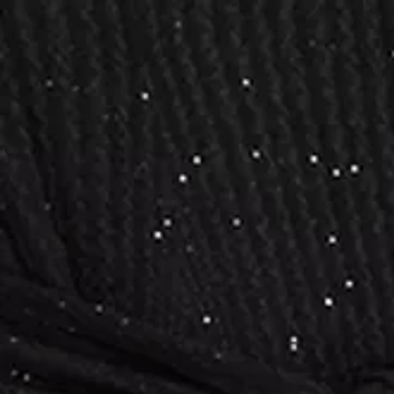 Women's Short Sleeve Tie Waist Solid Glitter Fit and Flare Dress