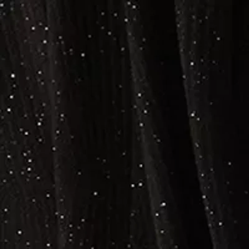 Plus Short Sleeve Crew Neck Tie Waist Glitter Knit Fit and Flare Dress