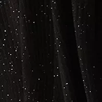 Plus Short Sleeve Crew Neck Tie Waist Glitter Knit Fit and Flare Dress