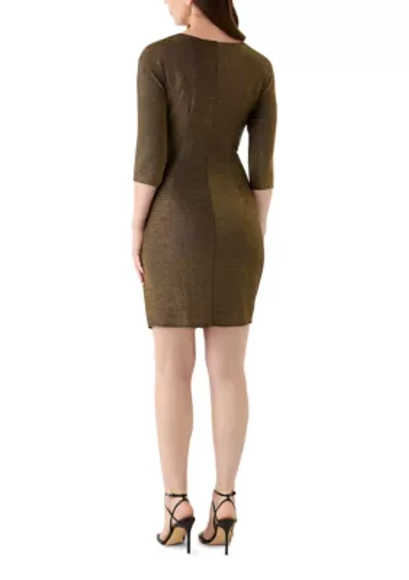 Women's 3/4 Sleeve Glitter Knit Dress