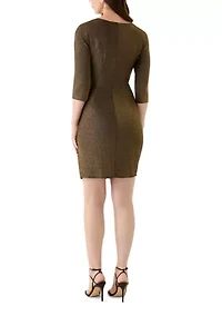 Women's 3/4 Sleeve Glitter Knit Dress