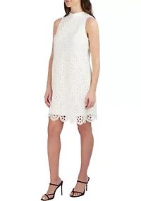 Women's Sleeveless Daisy Lace Mock Neck Dress