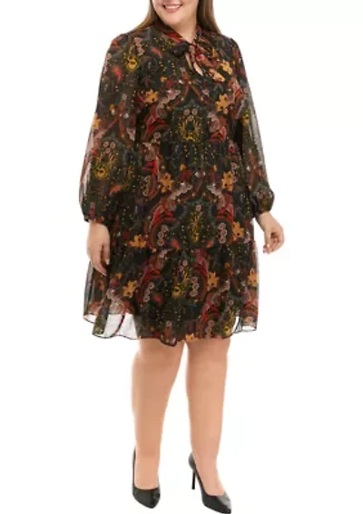 Plus Blouson Sleeve Floral Dress