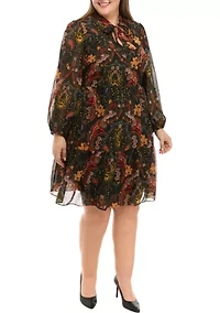 Plus Blouson Sleeve Floral Dress