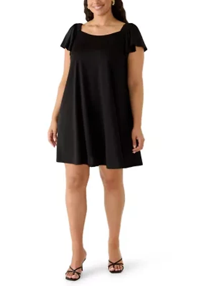Plus Flutter Sleeve Dress