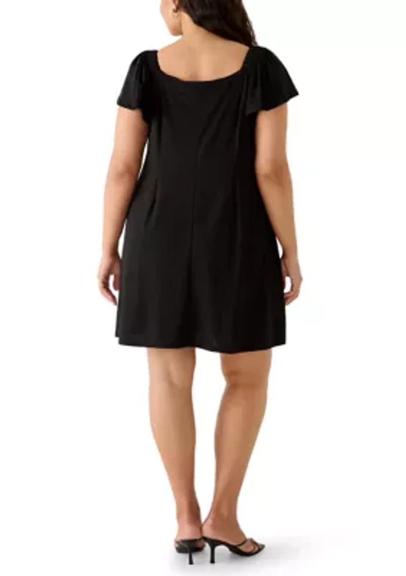 Plus Flutter Sleeve Dress